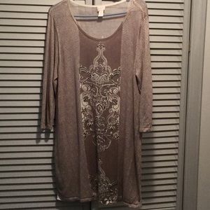 3/4 Sleeve Beaded Tunic Sweater